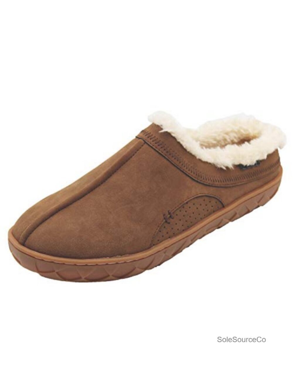 Faux Suede Fleece Lined House Slippers with Rubber Sole Indoor Outdoor